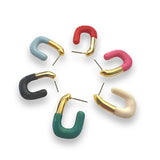 Curved Color Blocking Half Hoop Earrings