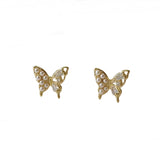 Mixed Pearl Baguette Butterfly Studs