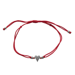 Pointy Heart Pave Red Thread Bracelet