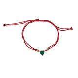 Emerald Heart Red Thread Adjustable Bracelet