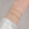 Diamond Cut Tri Tone Ball Chain Station Bracelet