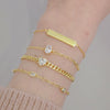 Cuban Chain Heart Bezel Bracelet