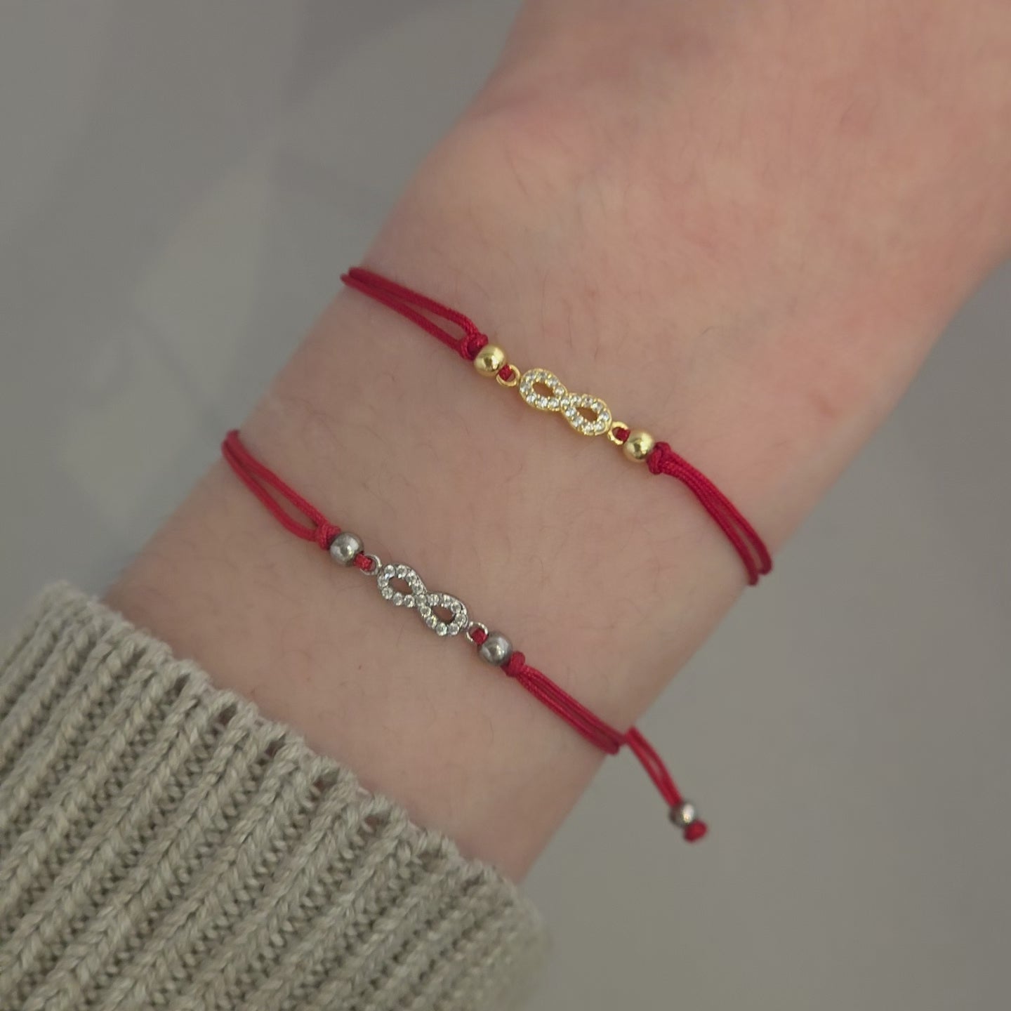 Tiny Infinity Pave Red Thread Bracelet