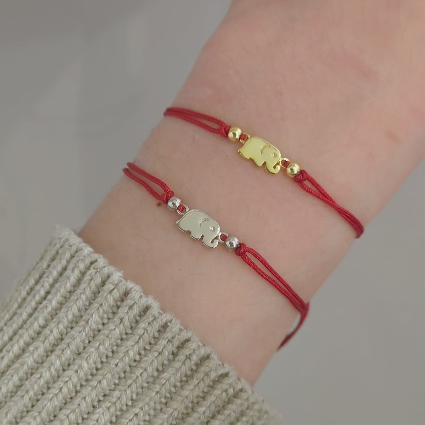 Tiny Elephant Red Thread Bracelet