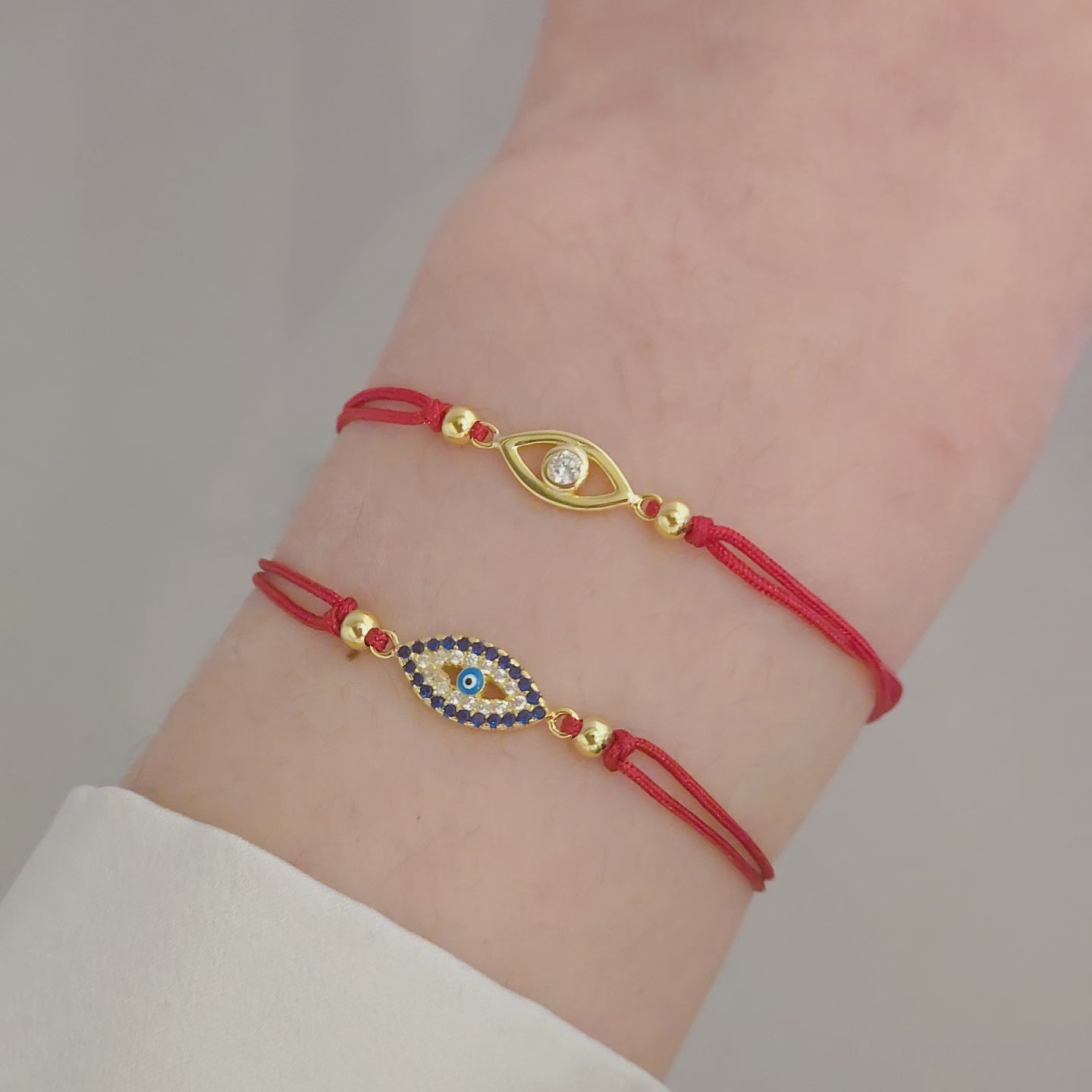 Evil Eye Bezel Red Thread Bracelet