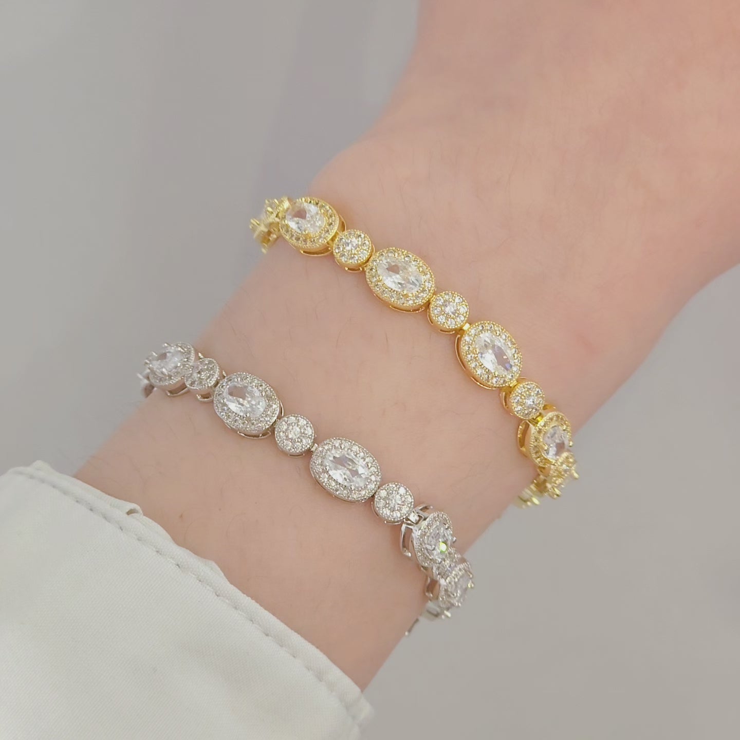Ovaline Halo 7” Tennis Bracelet