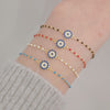 Sterling Silver Evil Eye Disc Color Beaded Enamel Chain Bracelet