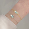 Sterling Silver Mother of Pearl Evil Eye Shaped Bracelet