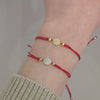 Geovana Round Paved Disc Red Thread Bracelet