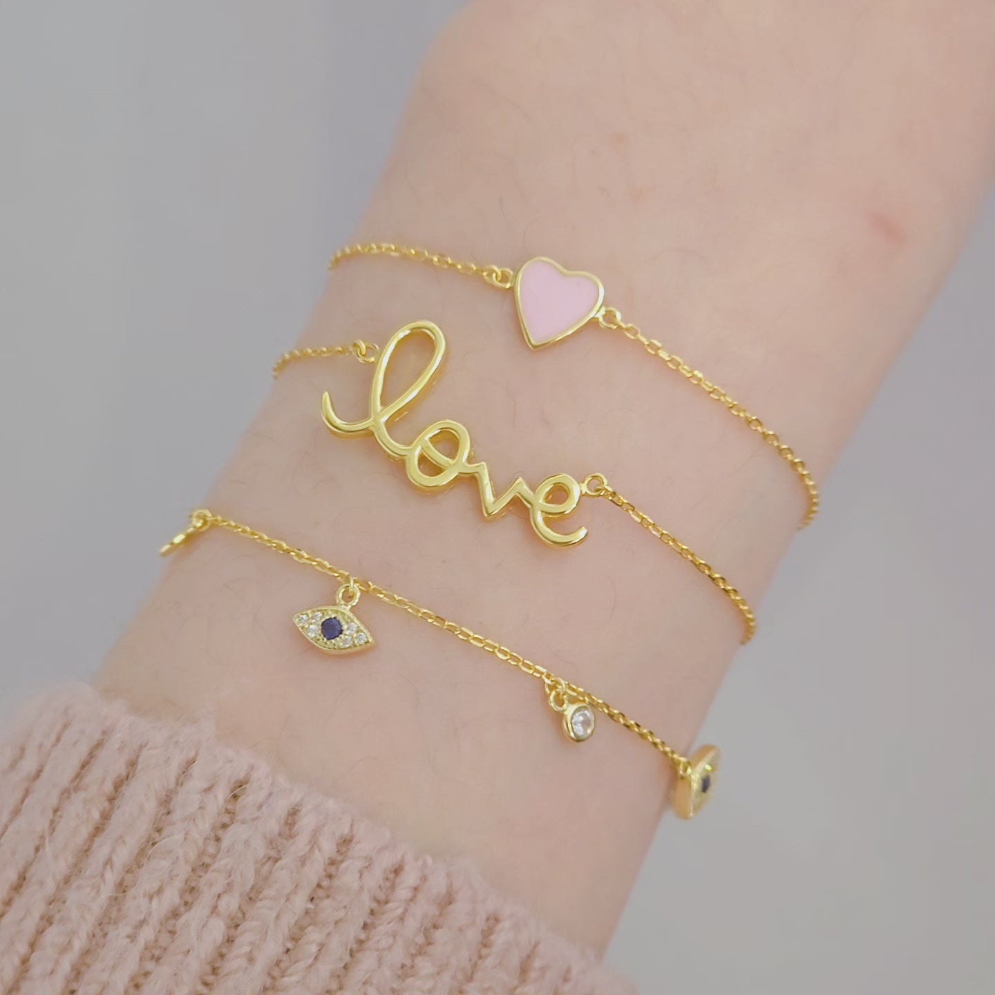 Evil Eye Bezel Charms Bracelet