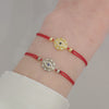 Evil Eye Disc Textured Red Thread Bracelet