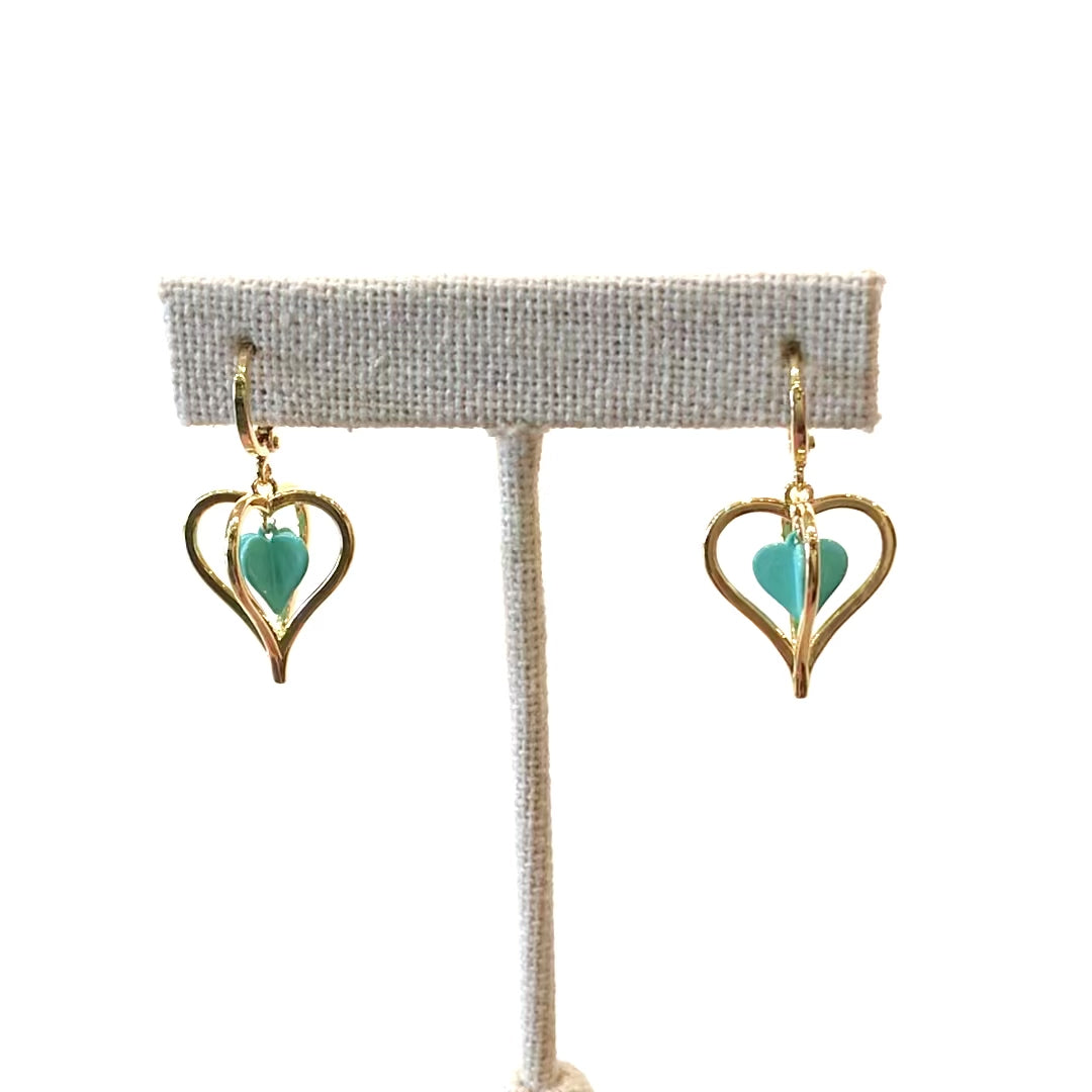 Heart 3D Color Charm Hoop Huggies