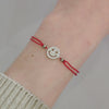 Smiley Face Pave Red Thread Bracelet