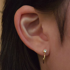 Bezel Half Hoop Studs