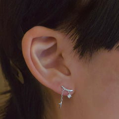 Bent Bar Starburst Cross Charm Studs