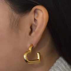 Gold Filled Heart Hollow 1” Tube Hoops