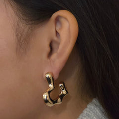 18K Gold Filled Heart Hoops