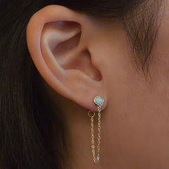 Opaline Bezel Chain Earrings