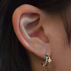 Saturn Moonstone Star Emerald Huggies