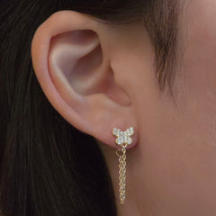 Butterfly Ear Chain Stud Earrings