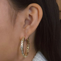 Gold Filled Geometric Heart Bezel Hoops