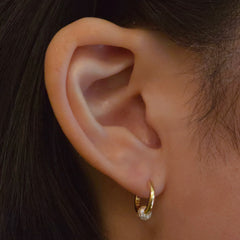 Sterling Silver Pave Ball Huggies