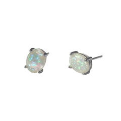Amy White Opal Oval Studs