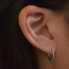 Emerald Teardrop Rope Huggies