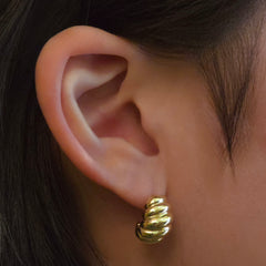 Sterling Silver Croissant Huggie Hoop Studs