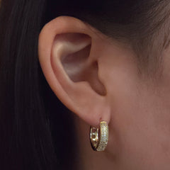 Gold Filled Triple Pave Row Huggies