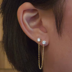 Amy Stone Double Chain Stud Earrings