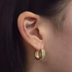 Gold Filled Triple Pave Row (L) Huggies