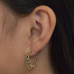 Sterling Silver Geovana Bezel Open Hoops
