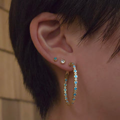 Turquoise Sparkle Bezel French Clasp Hoops