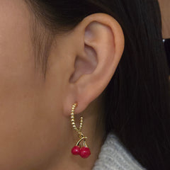 Gold Filled Cherry Hoop Earrings