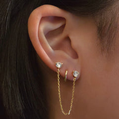 Amy Stone Double Chain Stud Earrings