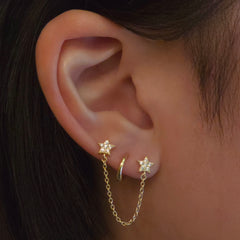Star Double Chain Stud Earrings
