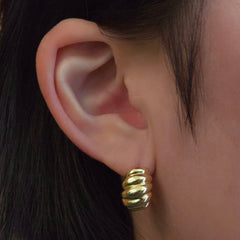 Sterling Silver Croissant Huggie Hoop Studs