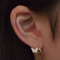 Double Hoop Butterfly Huggies