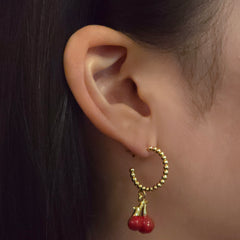 Gold Filled Cherry Hoop Earrings
