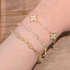Thick Paper Clip Ball Chain Bracelet