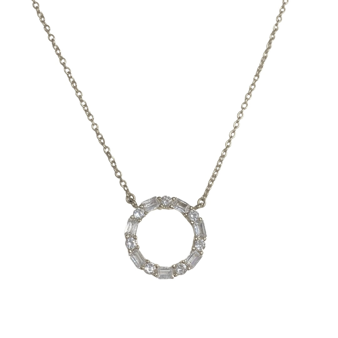 Geovana Circle Baguette Necklace