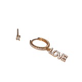 Noellery Rose Gold Love Huggie Clear Stud Set