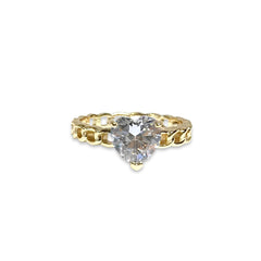 Amy Heart Cuban Chain Ring