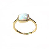 Opaline White Opal Square Ring