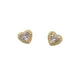 Bezel Halo Heart Stud