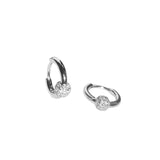 Sterling Silver Pave Ball Huggies