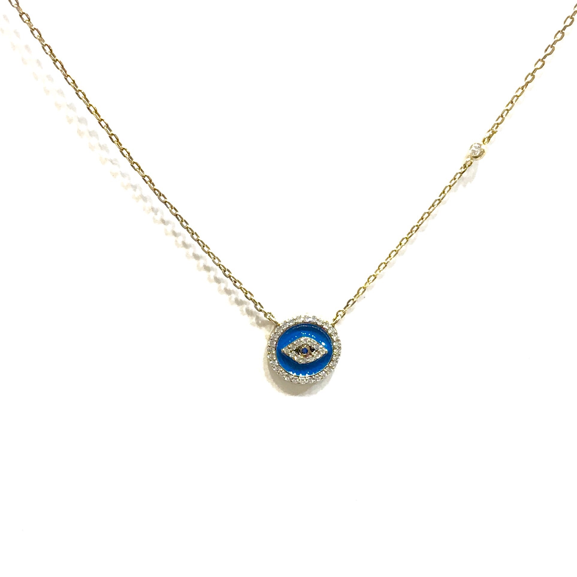 Evil Eye Blue Disc Necklace