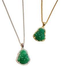 Sterling Silver Buddha Jade 24” Necklace