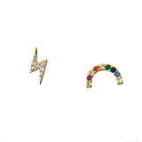 Unbalanced Lightning Bolt Rainbow Earrings